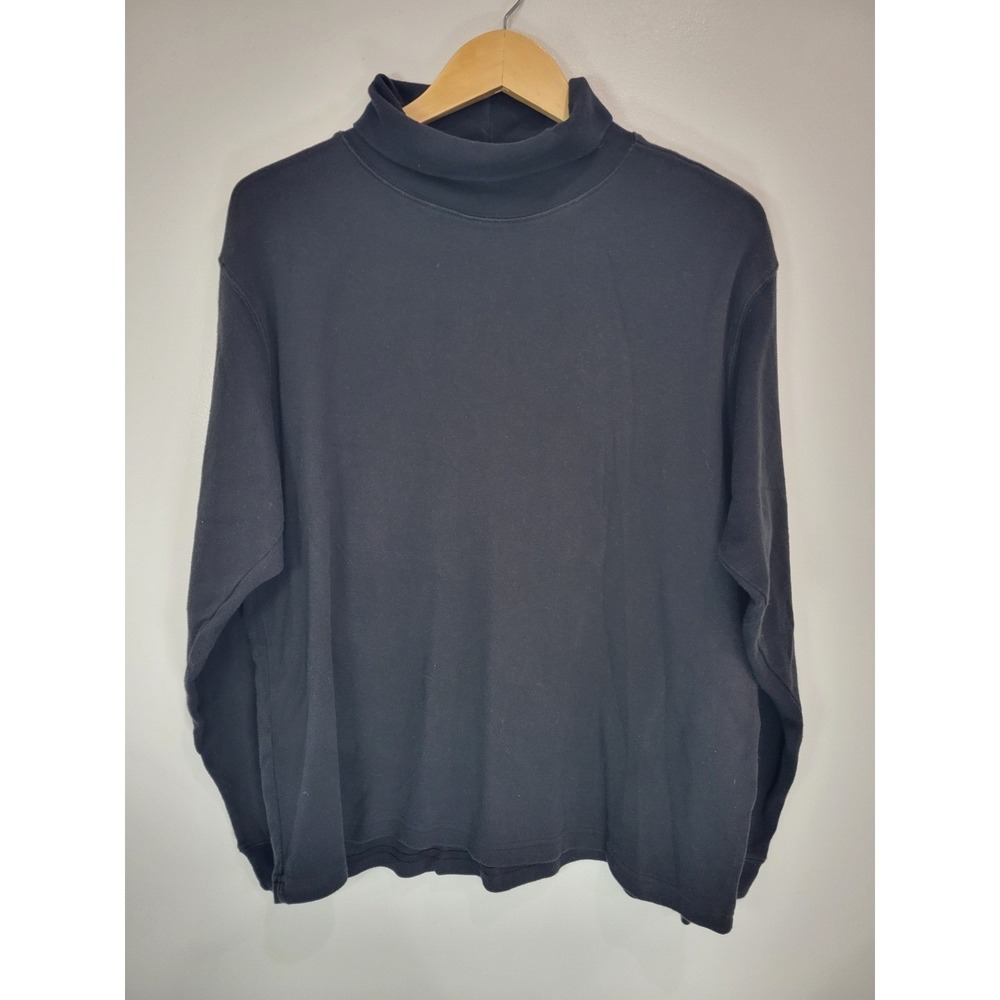 Vintage Croft & Barrow Mens Black‎ 100% Cotton Turtleneck Long Sleeve Shirt XL